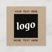 Einfache Logo- und Text-QR-Code Kraft Quadratische Visitenkarte (Vorderseite)