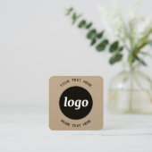 Einfache Logo- und Text-QR-Code Kraft Quadratische Visitenkarte (Stehend Vorderseite)