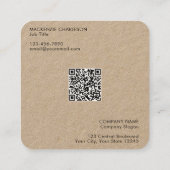 Einfache Logo- und Text-QR-Code Kraft Quadratische Visitenkarte (Rückseite)