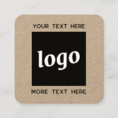 Einfache Logo- und Text-QR-Code Kraft Quadratische Visitenkarte (Vorderseite)