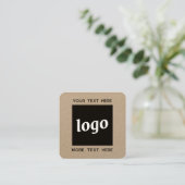 Einfache Logo- und Text-QR-Code Kraft Quadratische Visitenkarte (Stehend Vorderseite)