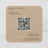 Einfache Logo- und Text-QR-Code Kraft Quadratische Visitenkarte (Rückseite)