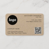 Einfache Logo- und Text-QR-Code Kraft Visitenkarte (Vorderseite)