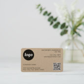 Einfache Logo- und Text-QR-Code Kraft Visitenkarte (Stehend Vorderseite)