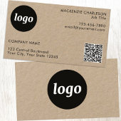 Einfache Logo- und Text-QR-Code Kraft Visitenkarte