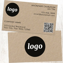 Einfache Logo- und Text-QR-Code Kraft Visitenkarte