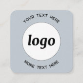 Einfache Logo- und Text-QR-Code-Pulver Blau Quadratische Visitenkarte (Vorderseite)