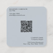 Einfache Logo- und Text-QR-Code-Pulver Blau Quadratische Visitenkarte (Rückseite)