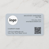 Einfache Logo- und Text-QR-Code-Pulver Blau Visitenkarte (Vorderseite)