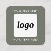 Einfache Logo- und Text-QR-Code-Seite Grün Quadratische Visitenkarte (Vorderseite)
