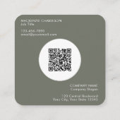 Einfache Logo- und Text-QR-Code-Seite Grün Quadratische Visitenkarte (Rückseite)
