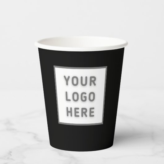 Einfache Logo-Vorlage Business-Promo Swag Black Pappbecher (Vorderseite)