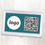 Einfache Logo-Werbeaktion QR-Code Aquamarin Gree Visitenkarten Dose<br><div class="desc">Einfaches Logo und QR-Code,  um Ihr Unternehmen zu fördern. Ersetzen Sie das Logo und den QR-Code durch Ihren eigenen,  um ihn anzupassen. Minimalistisch und beruflich,  um Ihre Marke widerzuspiegeln.</div>