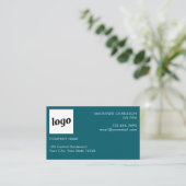 Einfache Logos und Aquamarine Texte grün Visitenkarte (Stehend Vorderseite)