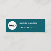 Einfache Logos und QR-Code Aquamarin grün Mini Visitenkarte (Vorderseite)