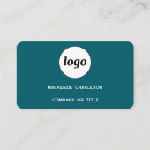 Einfache Logos und QR-Code Aquamarin grün Visitenkarte (Vorderseite)