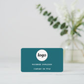 Einfache Logos und QR-Code Aquamarin grün Visitenkarte (Stehend Vorderseite)