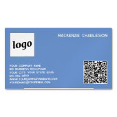 Einfache Logos und QR-Code blau Magnetische Visitenkarte (Vorderseite)