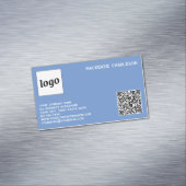Einfache Logos und QR-Code blau Magnetische Visitenkarte (Beispiel)
