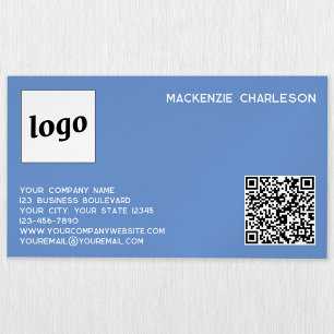 Einfache Logos und QR-Code blau Magnetische Visitenkarte