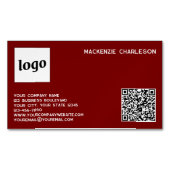 Einfache Logos und QR-Code Burgundy Red Magnetische Visitenkarte (Vorderseite)