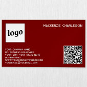 Einfache Logos und QR-Code Burgundy Red Magnetische Visitenkarte