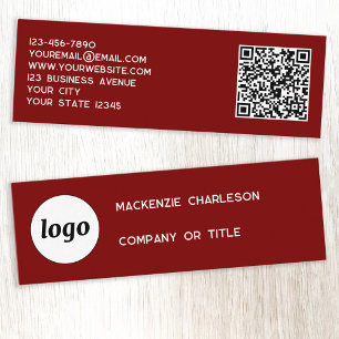 Einfache Logos und QR-Code Burgundy Red Mini Visitenkarte