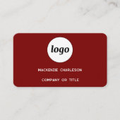 Einfache Logos und QR-Code Burgundy Red Visitenkarte (Vorderseite)