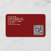 Einfache Logos und QR-Code Burgundy Red Visitenkarte (Rückseite)