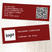Einfache Logos und QR-Code Dunkle Burgundy Red Mini Visitenkarte