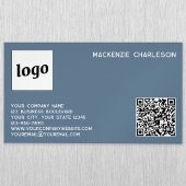Einfache Logos und QR-Code Dusty Blue Gray Magnetische Visitenkarte