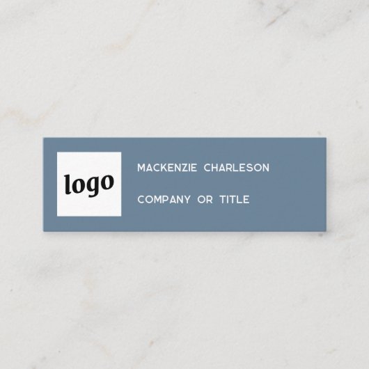 Einfache Logos und QR-Code Dusty Blue Gray Mini Visitenkarte (Vorderseite)