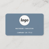 Einfache Logos und QR-Code Dusty Blue Gray Visitenkarte (Vorderseite)