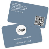 Einfache Logos und QR-Code Dusty Blue Gray Visitenkarte