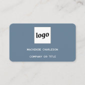 Einfache Logos und QR-Code Dusty Blue Gray Visitenkarte (Vorderseite)