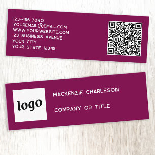 Einfache Logos und QR-Code Magenta Cherry Pink Mini Visitenkarte