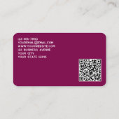 Einfache Logos und QR-Code Magenta Cherry Pink Visitenkarte (Rückseite)