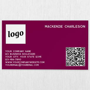 Einfache Logos und QR-Code Magenta Rosa Magnetische Visitenkarte