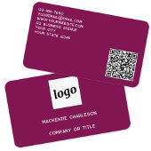 Einfache Logos und QR-Code Magenta Rosa Visitenkarte