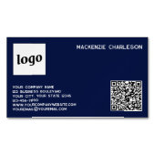 Einfache Logos und QR-Code Navy Blue Magnetische Visitenkarte (Vorderseite)