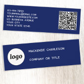 Einfache Logos und QR-Code Navy Blue Mini Visitenkarte