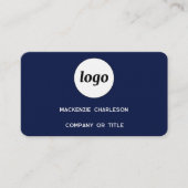 Einfache Logos und QR-Code Navy Blue Visitenkarte (Vorderseite)