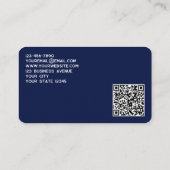 Einfache Logos und QR-Code Navy Blue Visitenkarte (Rückseite)