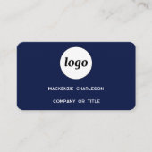Einfache Logos und QR-Code Navy Blue Visitenkarte (Vorderseite)
