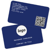 Einfache Logos und QR-Code Navy Blue Visitenkarte
