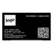 Einfache Logos und QR-Code schwarz Magnetische Visitenkarte (Vorderseite)