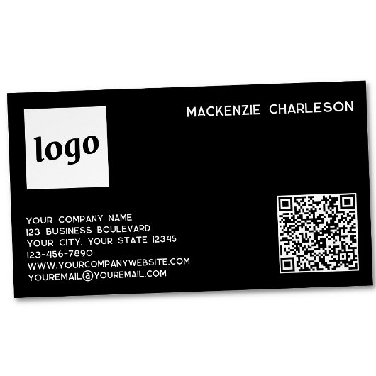 Einfache Logos und QR-Code schwarz Magnetische Visitenkarte