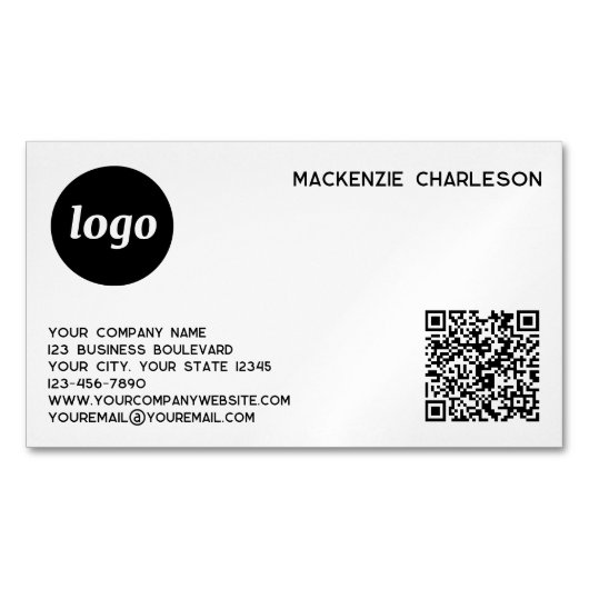 Einfache Logos und QR-Codes Magnetische Visitenkarte (Vorderseite)