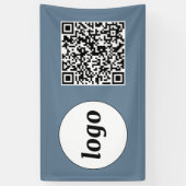 Einfache Logos und Text Business QR Code Dusty Blu Banner (Vertikal)