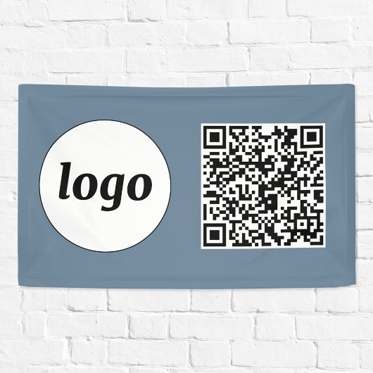 Einfache Logos und Text Business QR Code Dusty Blu Banner